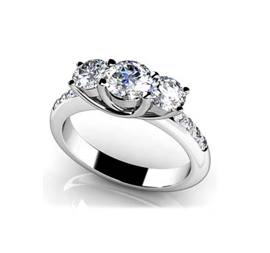 Eleven Stone Diamond Engagement Ring 0.79 Carat Total Weight