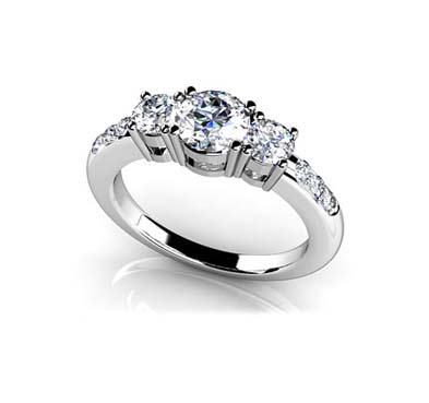 Nine Stone Diamond Engagement Ring 1.16 Carat Total Weight