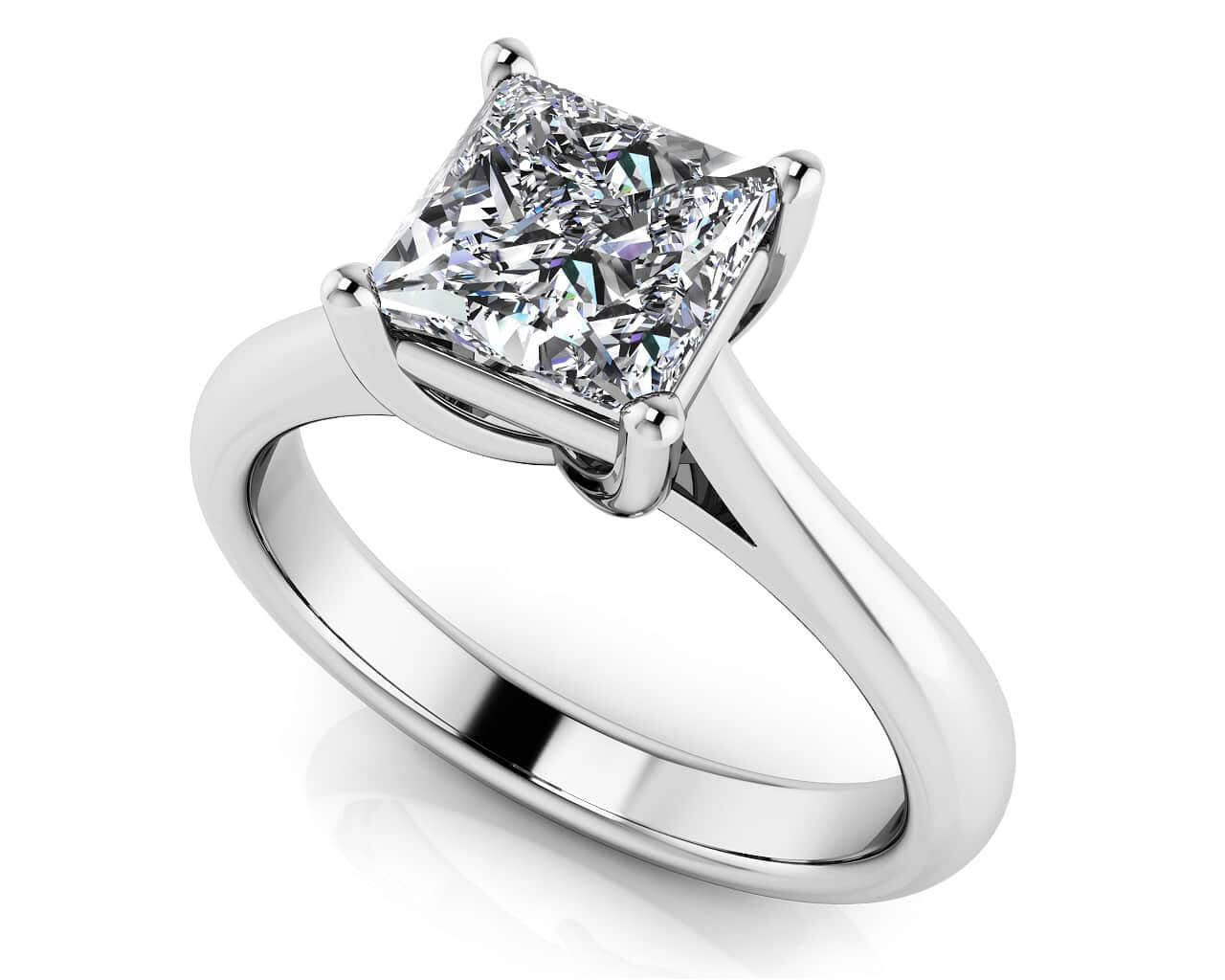 Princess Cut Solitaire Diamond Engagement Ring 1/4 Carat Total Weight