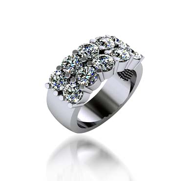 Diamond Double Row Wedding Ring 3.3 Carat Total Weight