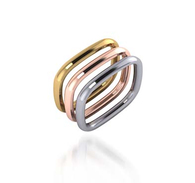 Tri-Color Stackable Wedding/Anniversary Rings