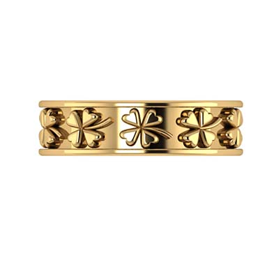 14K Gold Four Leaf Clover Eternity Band