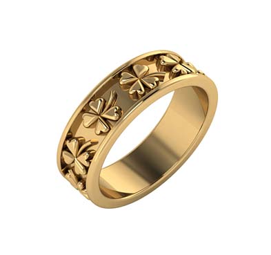 14K Gold Four Leaf Clover Eternity Band