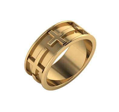 14K Gold Cross Eternity Band