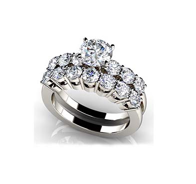 Lucky Seven Bridal Set Ring 1.87 Carat Total Weight