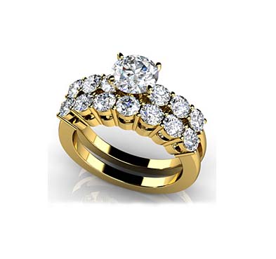 Lucky Seven Bridal Set Ring 1.87 Carat Total Weight