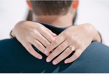 Joyful engagement celebration with diamond ring