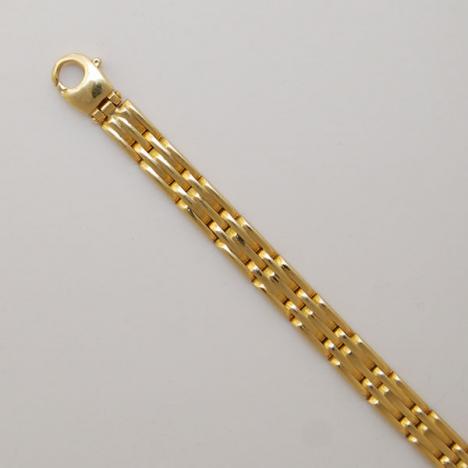 7.5-Inch 18K Yellow Gold Brick Link Bracelet 6.6mm