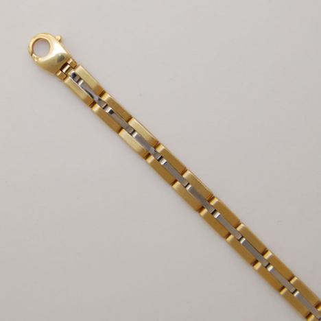 7.5-Inch 18K Yellow Gold/White Gold Brick Link Bracelet 5.9mm