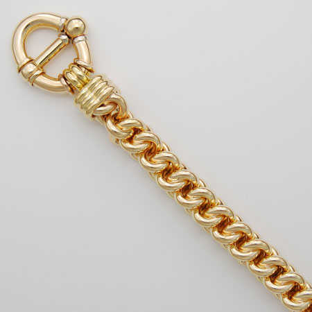 8.5-Inch 18K Yellow Gold Squared Circle Links Bracelet 8.5mm