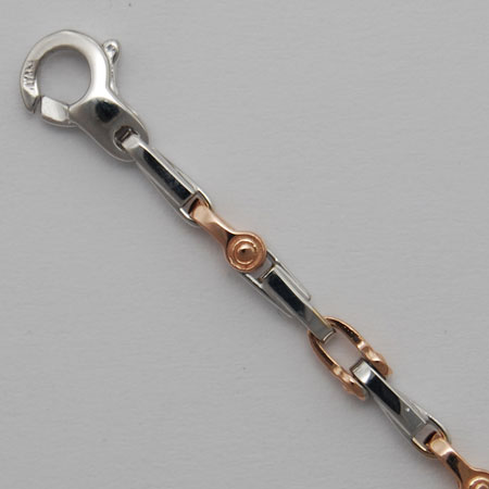 8.25-Inch 18K White and Rose Gold Mechanical Link Bracelet