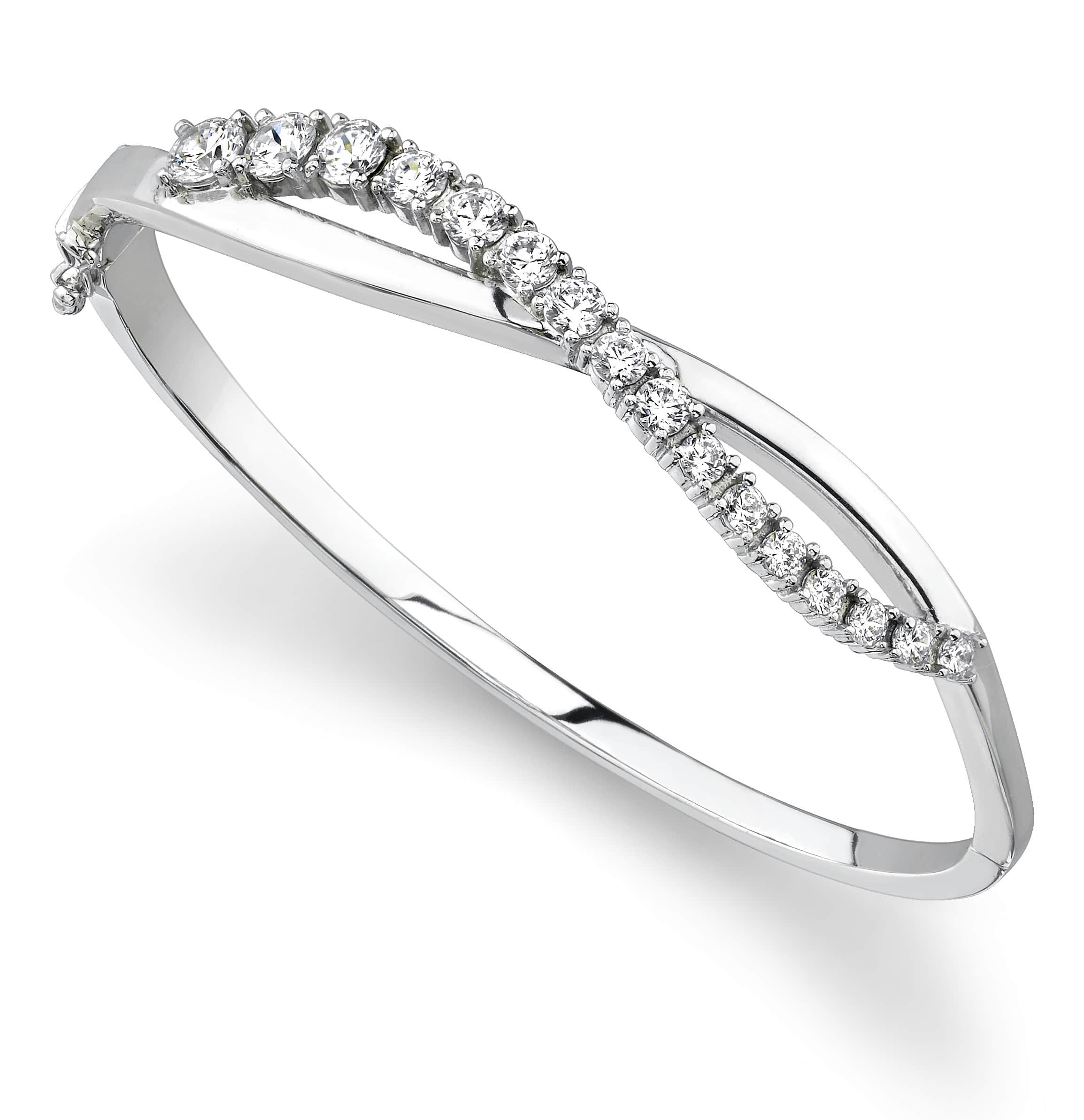 Curved Accent Diamond Journey Bangle 2.04 Carat Total Weight