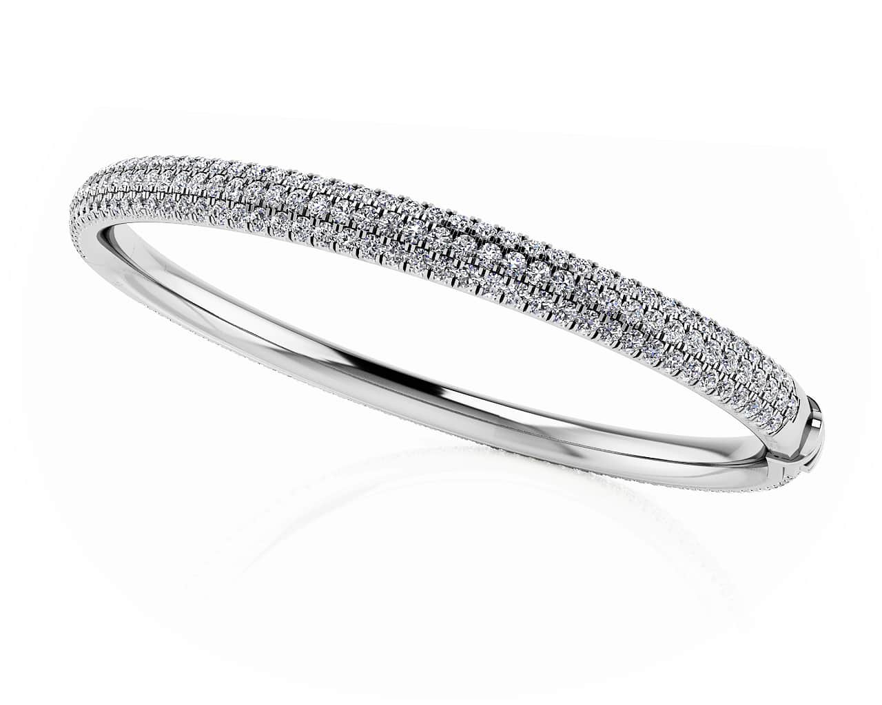 Triple Row Diamond Bangle 3.82 Carat Total Weight