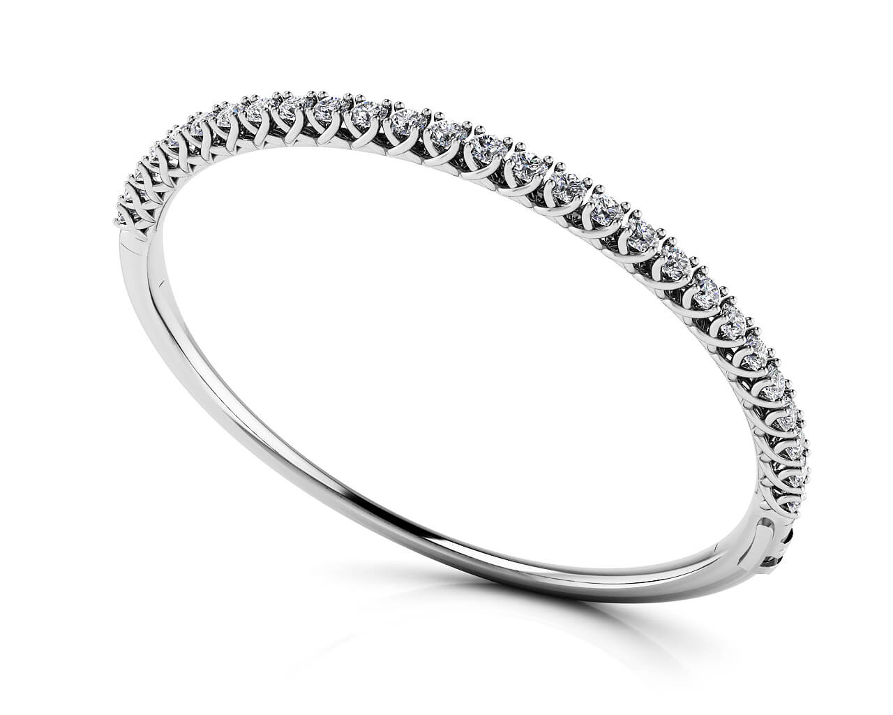 Soft Twist Four Prong Diamond Bangle 1.75 Carat Total Weight