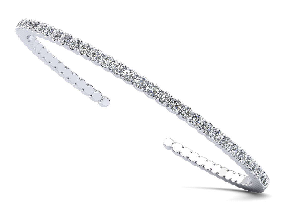 7 Inch Brilliant Cut Round Diamond Flexible Bangle 1.75 Carat Total Weight