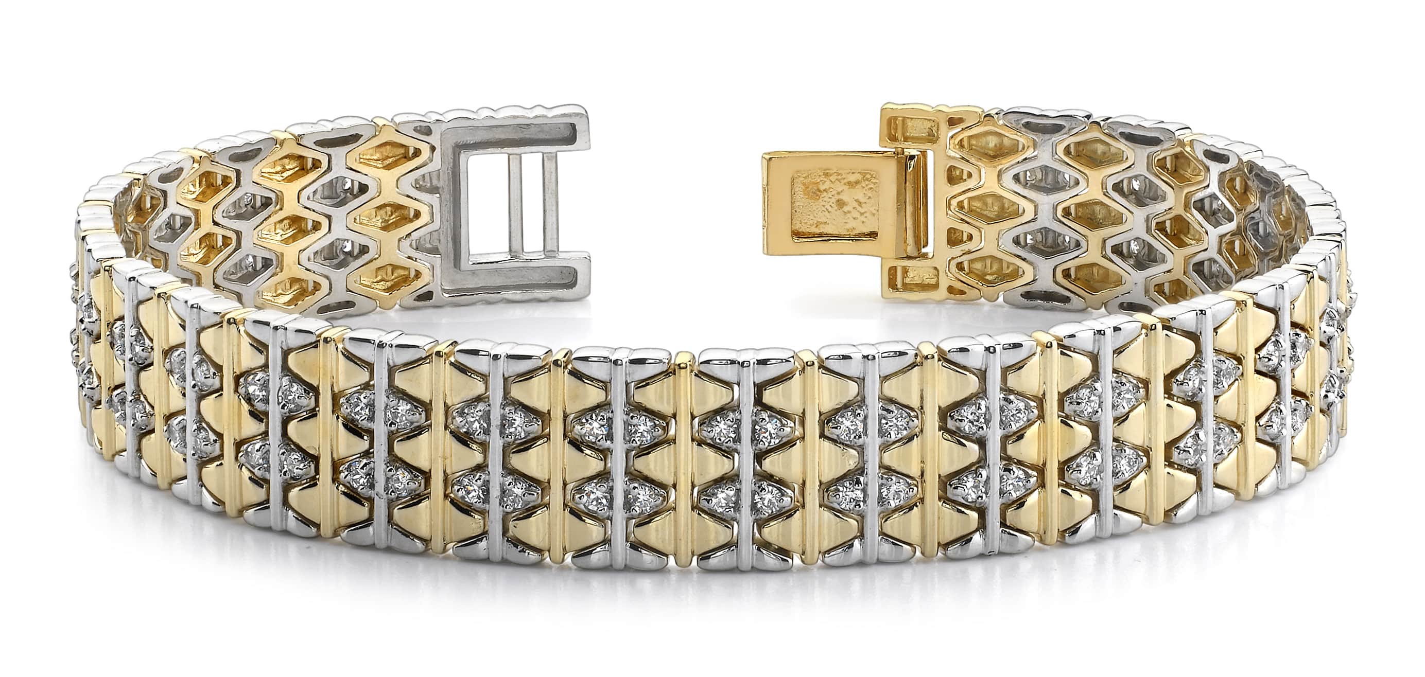 7-Inch Elliptical Mens Diamond Bracelet 2.38 Carat Total Weight