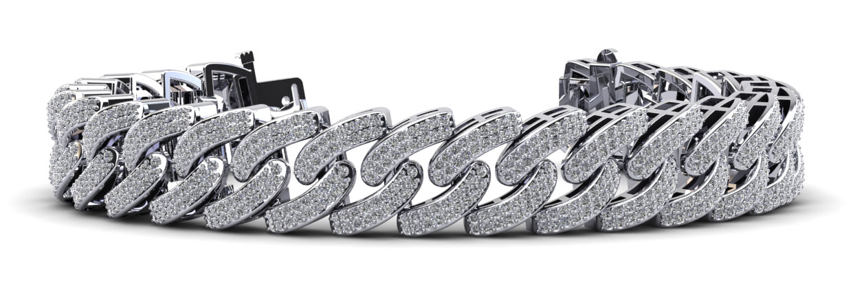 7-Inch Cuban Link Two Rows Diamond Bracelet 4.66 Carat Total Weight