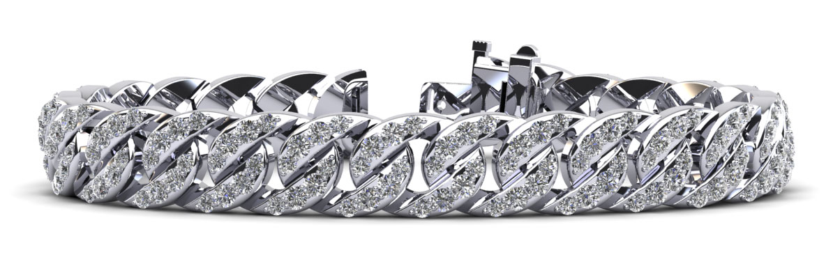 7-Inch Overlapping Cuban Link Diamond Bracelet 6.16 Carat Total Weight