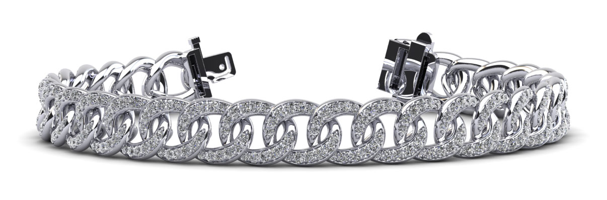 7-Inch Graduated Diamond Swirl Bracelet for Men 2.88 Carat Total Weight