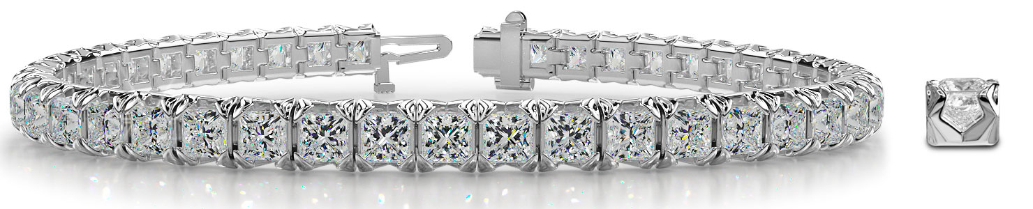 7-Inch Crown Inspired Princess Cut Diamond Tennis Bracelet 5.55 Carat Total Weight