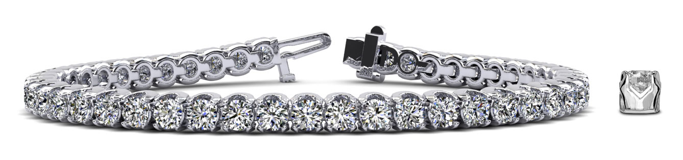 7-Inch Royal Charm Diamond Tennis Bracelet with Crown Setting 2.24 Carat Total Weight
