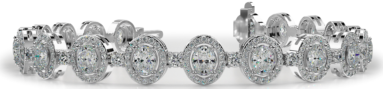 7-Inch Oval Link Bracelet with Oval Diamond Centers 6.36 Carat Total Weight