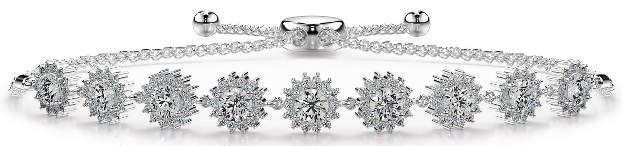 Adjustable Diamond Flower Bracelet with Floral Sections 2.88 Carat Total Weight