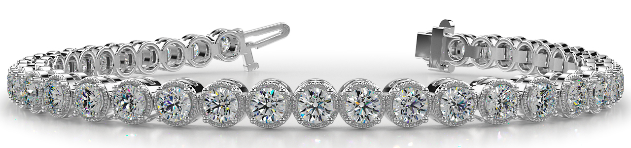 7-Inch Round Diamond Bracelet with Milgrain Edge Links 1.75 Carat Total Weight