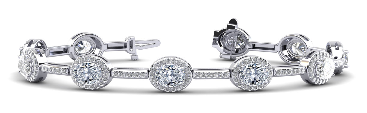 7-Inch Oval Halo Diamond Bracelet 5.64 Carat Total Weight
