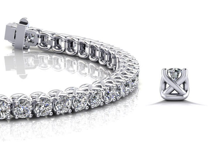 7-Inch Tennis Bracelet With Round Diamonds And Swirl 2.21 Carat Total Weight