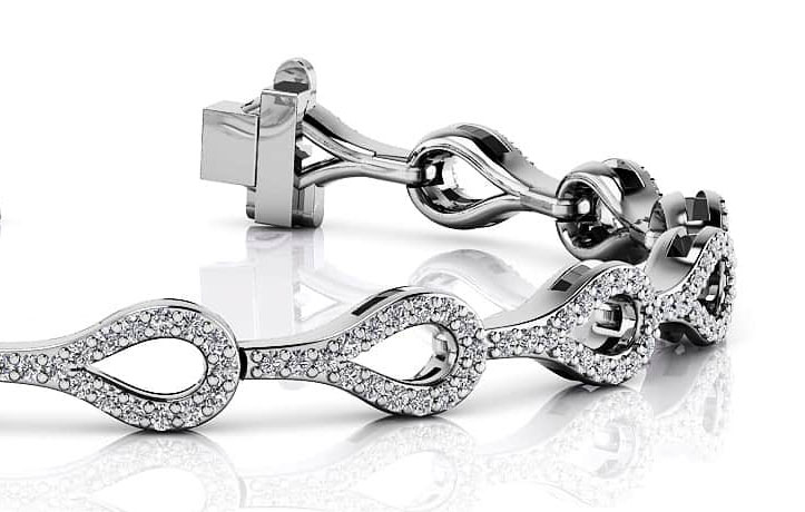 Elegant Teardrop Link Diamond Bracelet 1.68 Carat Total Weight