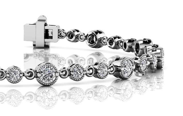 Milgrain Chain Link Diamond Bracelet 2.05 Carat Total Weight