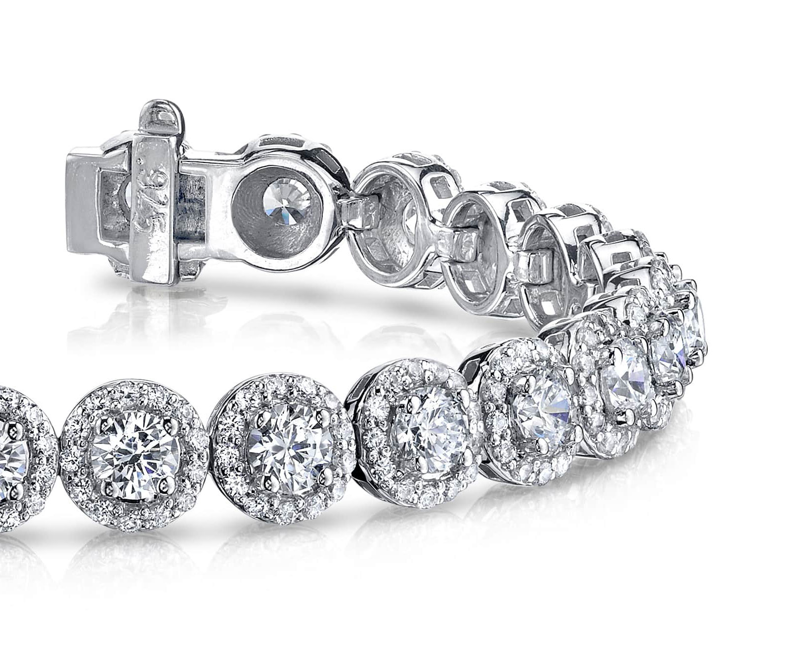 7-Inch Round Halo Diamond Bracelet 5.36 Carat Total Weight