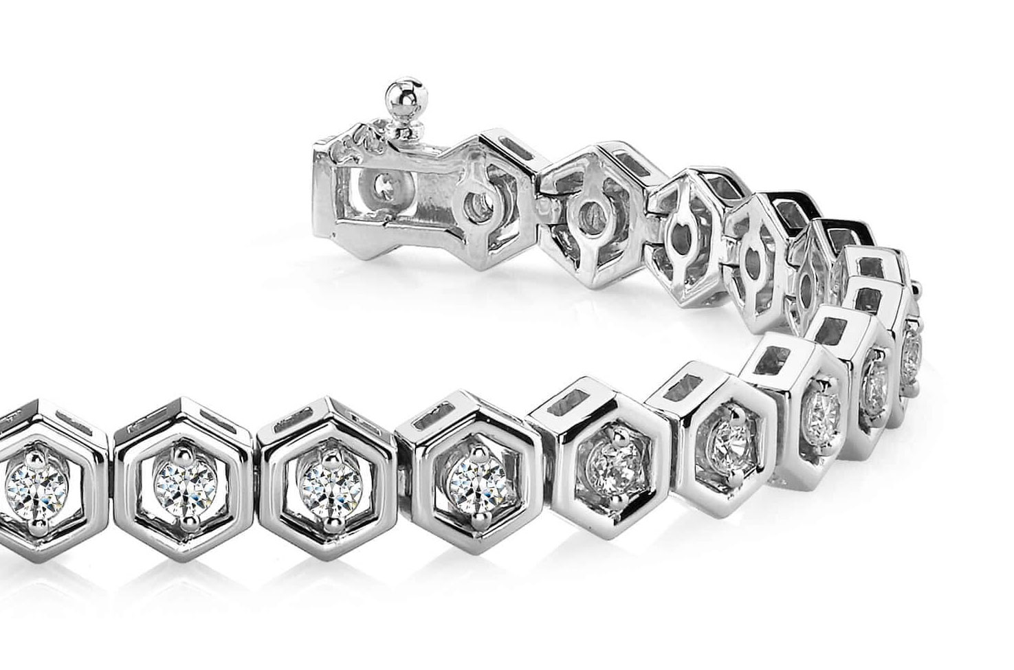 Hexagon Link Diamond Bracelet 1.5 Carat Total Weight