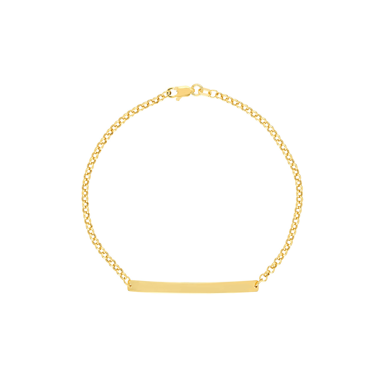 7.5-Inch Engravable ID Bar Rolo Chain Bracelet