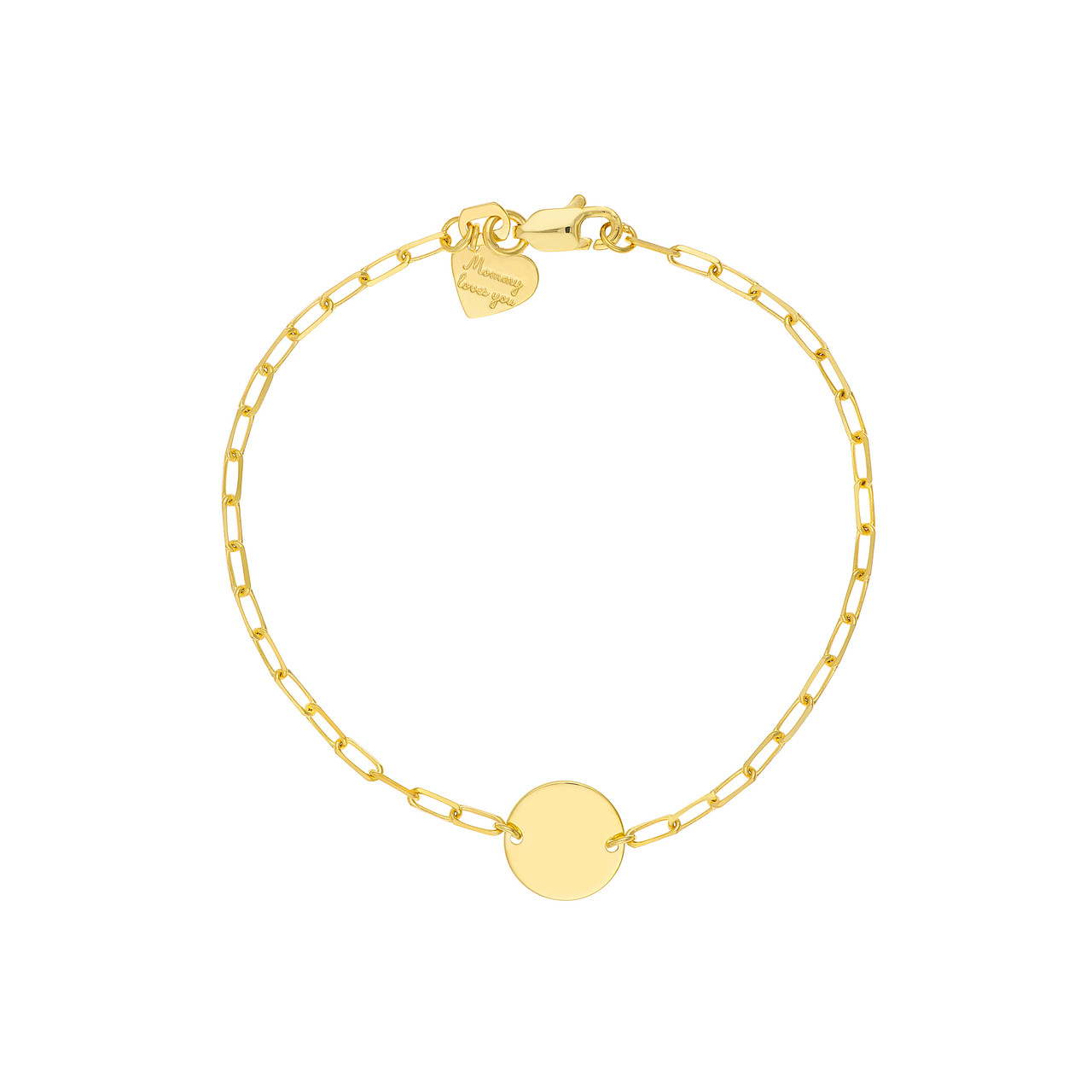 6-Inch Kid's Paper Clip Chain Bracelet with Disc