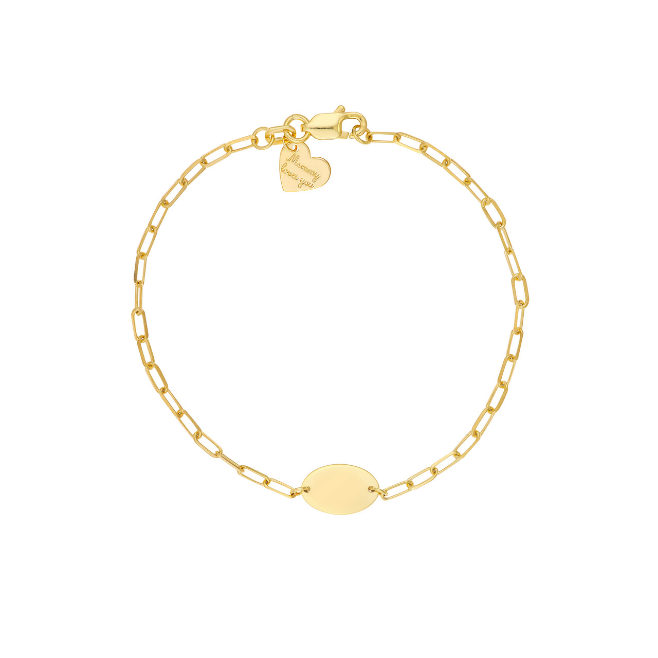 6-Inch Kid's Paper Clip Chain Bracelet with Oval