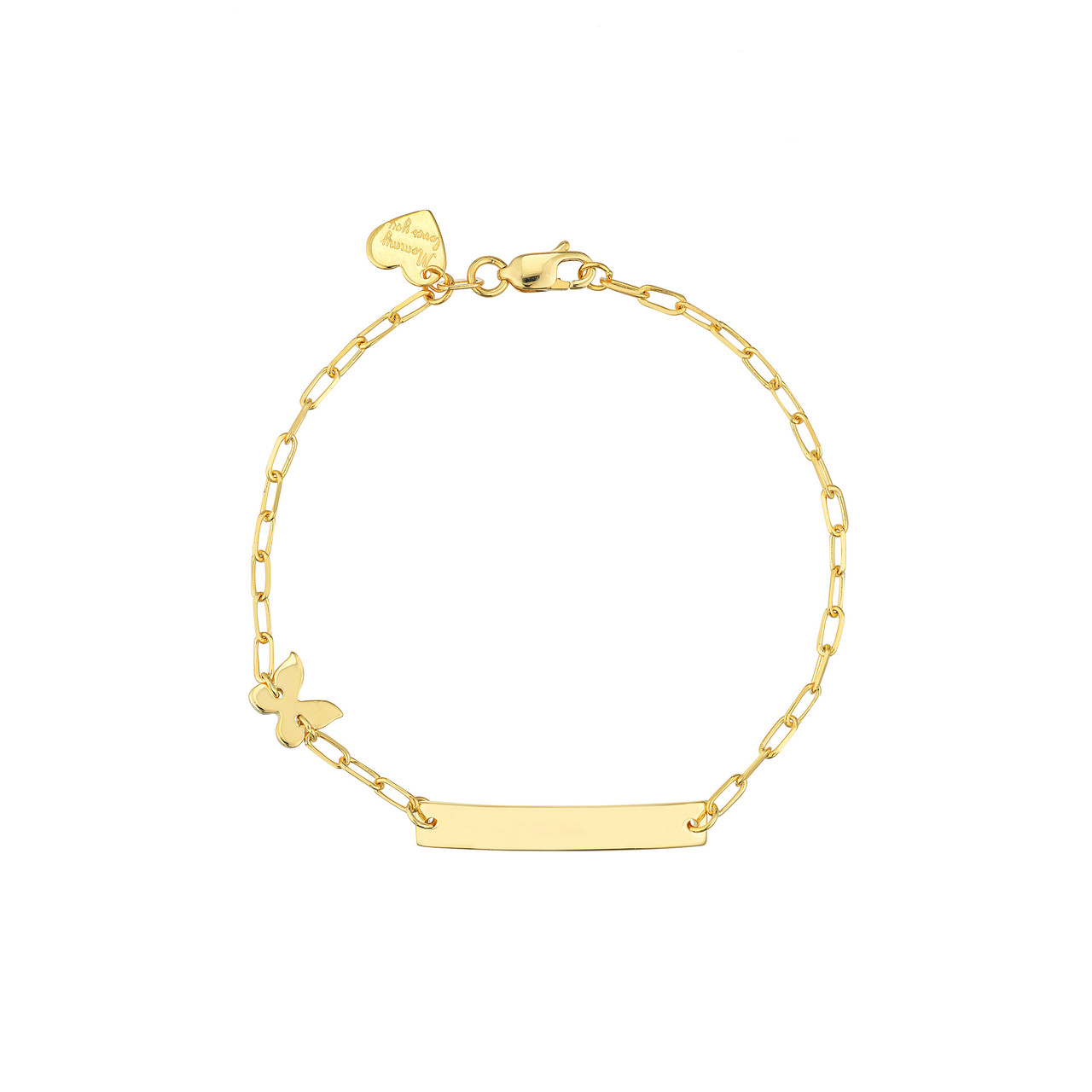 6-Inch Kid's Paper Clip Chain ID/Butterfly Bracelet