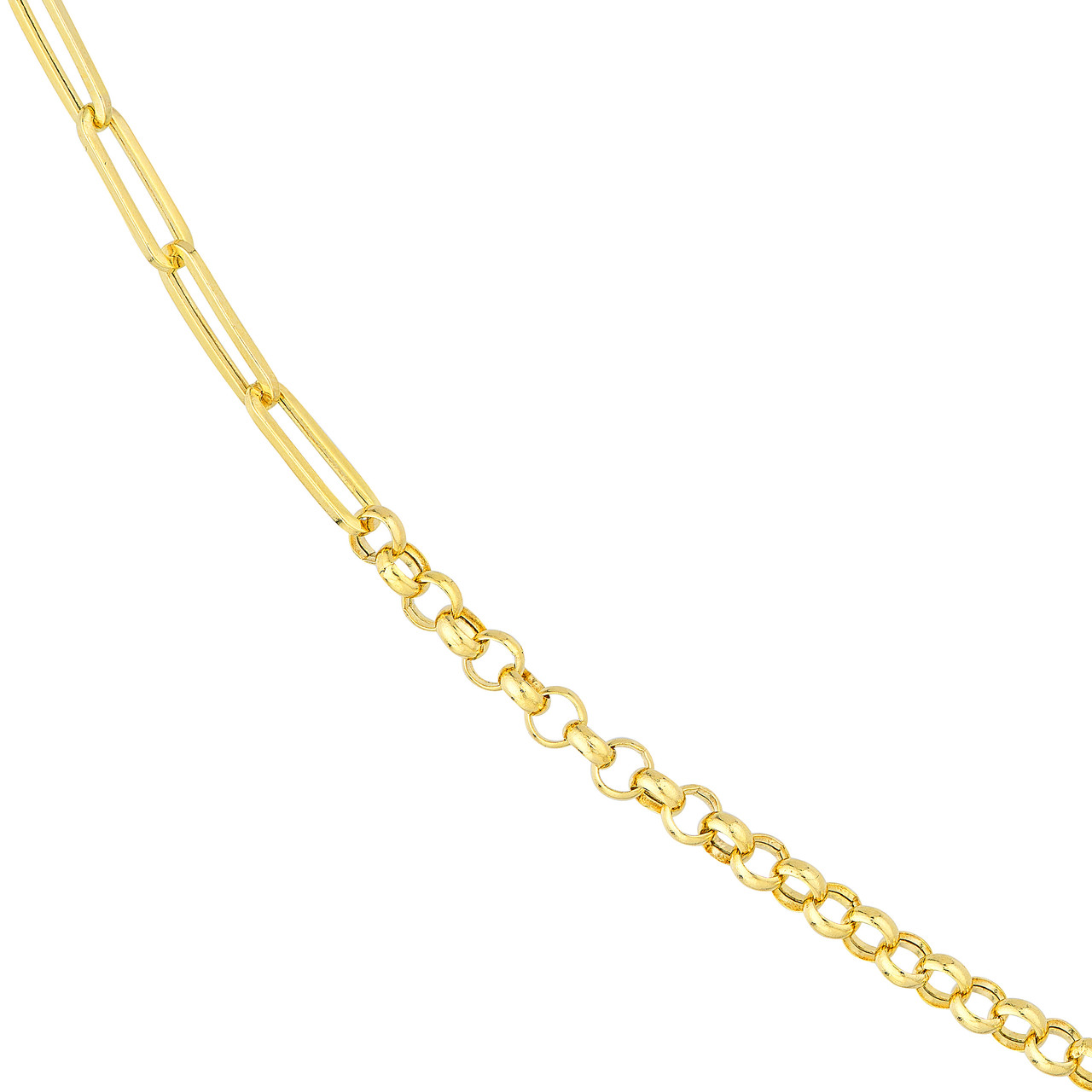 7.5-Inch 50/50 Paperclip Rolo Bracelet