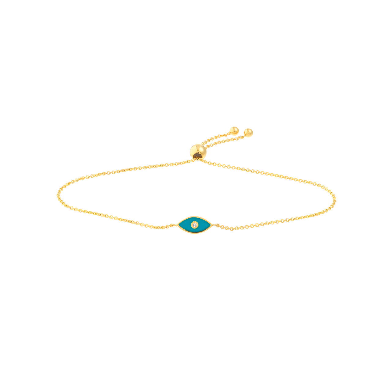 9.5-Inch Blue Enamel Evil Eye Bolo Bracelet