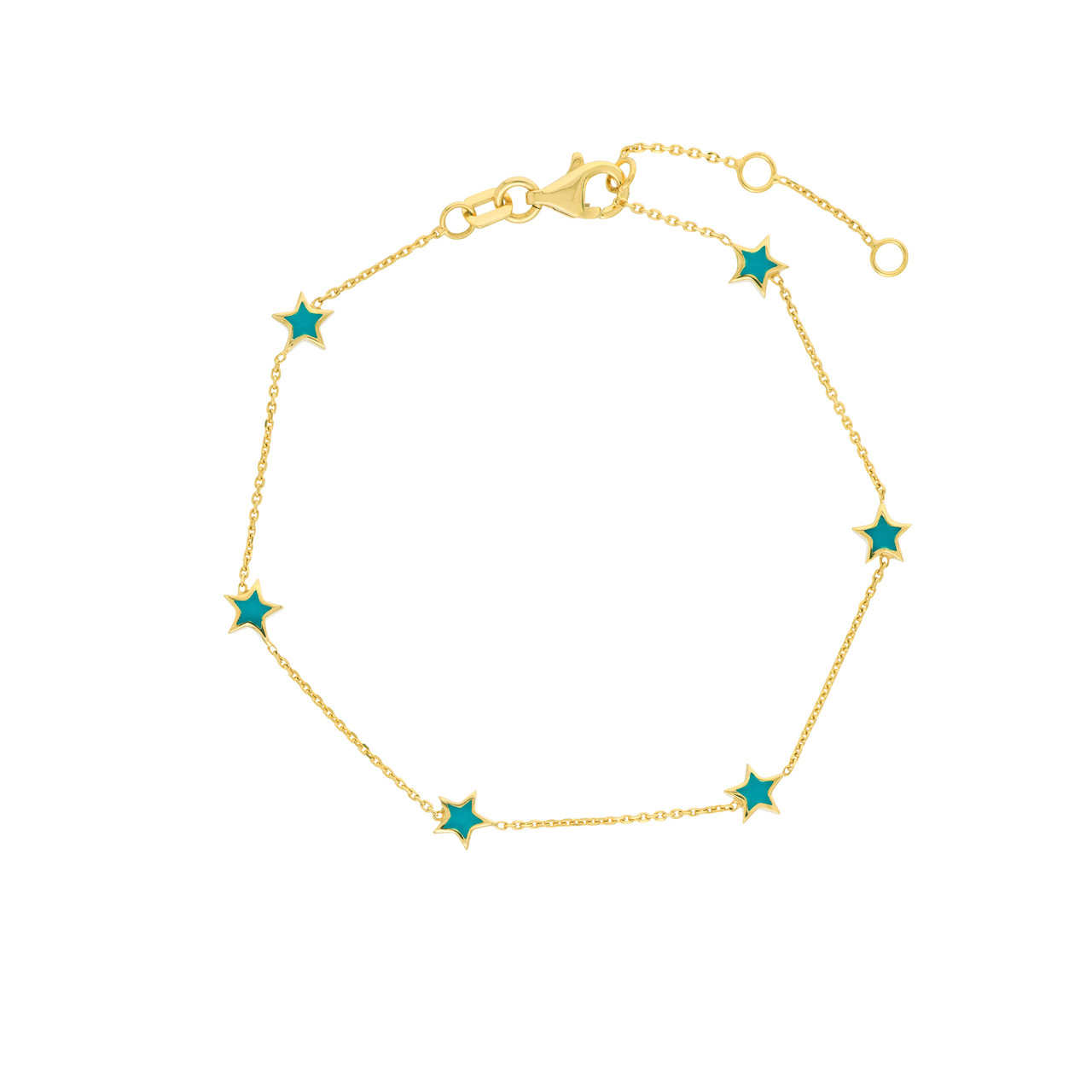 7.25-Inch Turquoise Enamel Star Station Bracelet