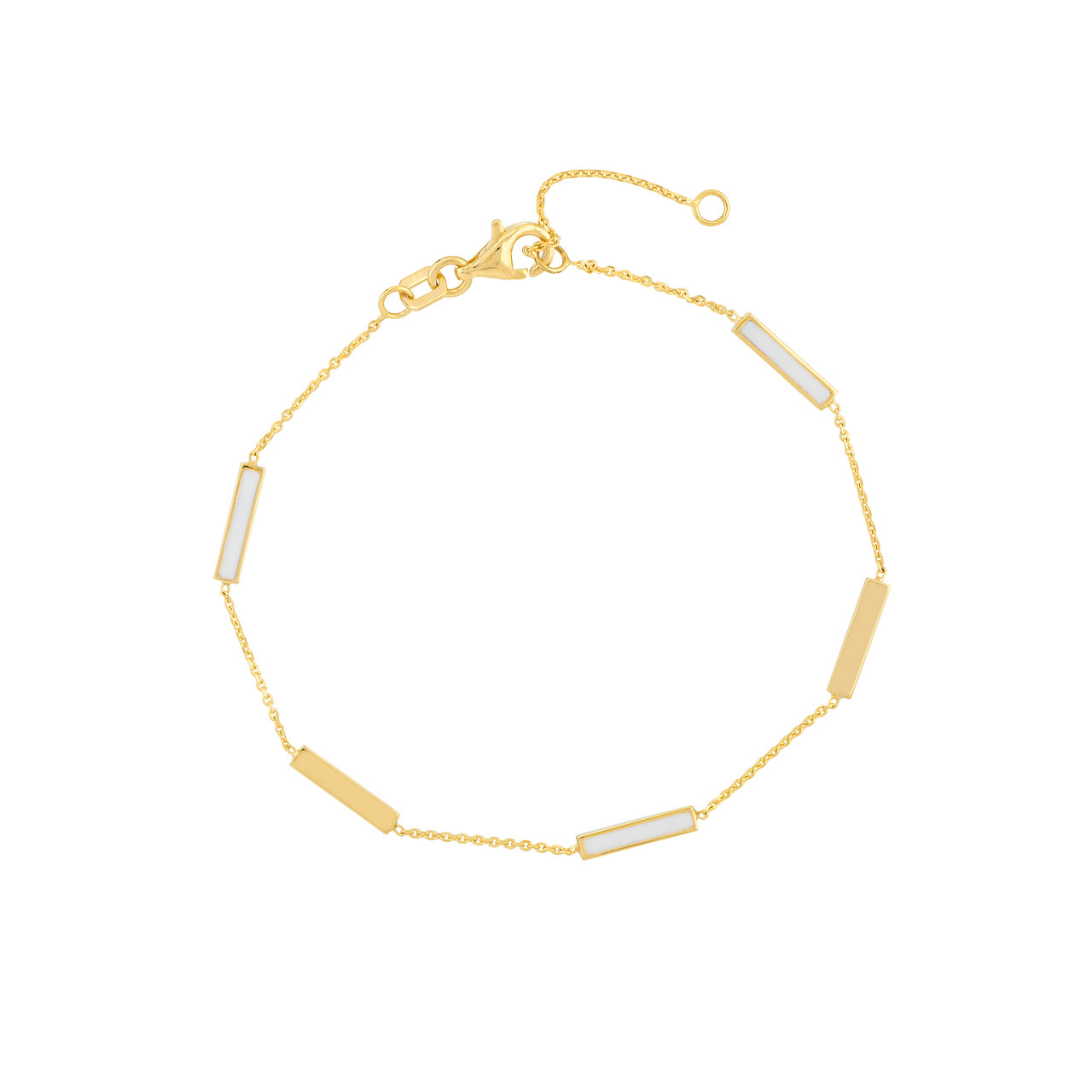 7.25-Inch White Enamel Alternating Bar Bracelet