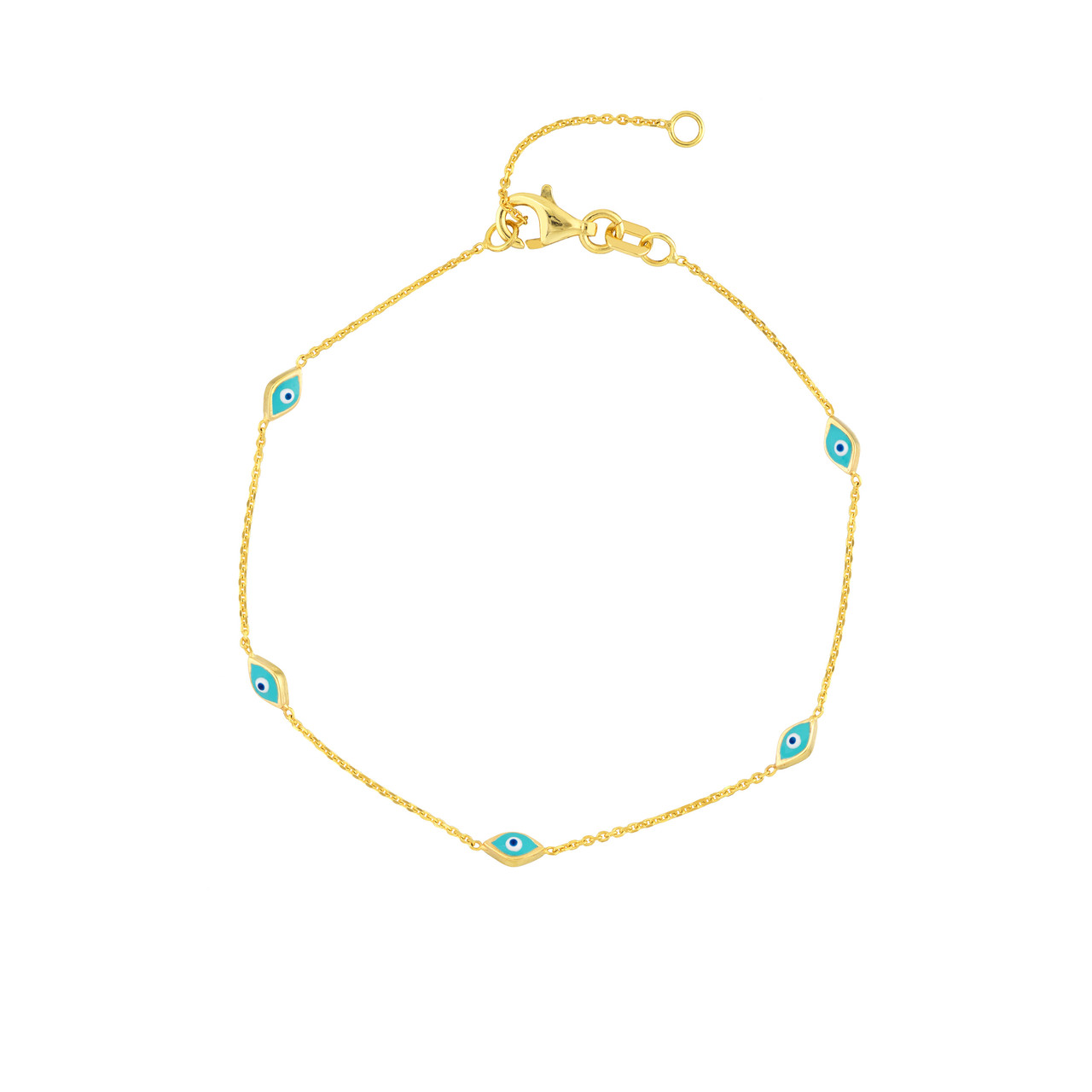 7.5-Inch Enamel Evil Eye Station Chain Bracelet