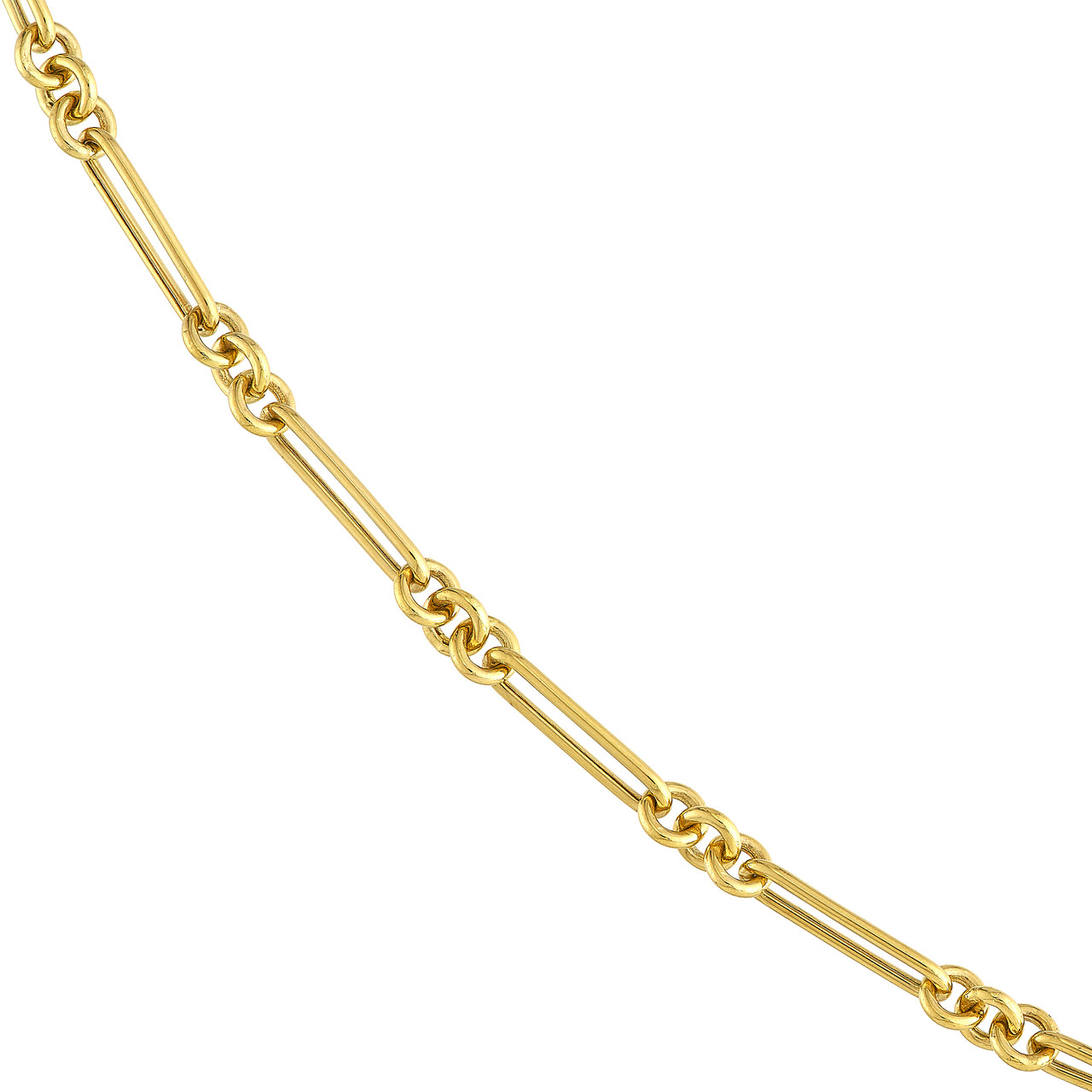 7.5-Inch 3+1 Hollow Fancy Rounded Paper Clip Chain with Pear Lock