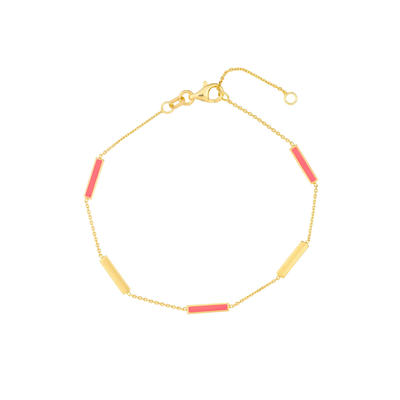 7.5-Inch Neon Pink Enamel Alternating Bar Bracelet