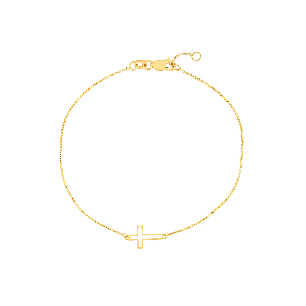 7.5-Inch White Enamel Sideways Cross Bracelet