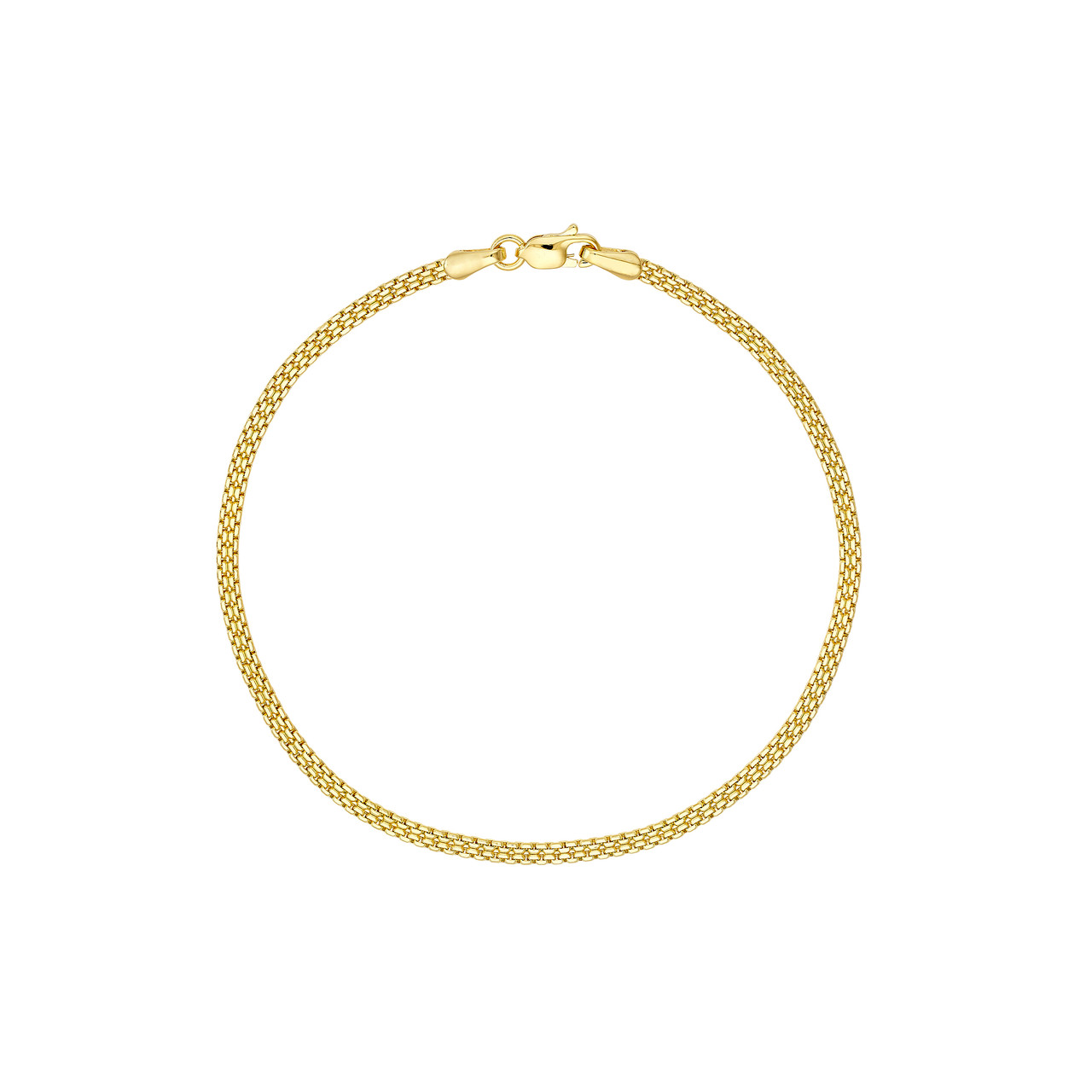 7.5-Inch 2.50mm Hollow Diamond Cut Box Bismark Bracelet with Lobster Lock