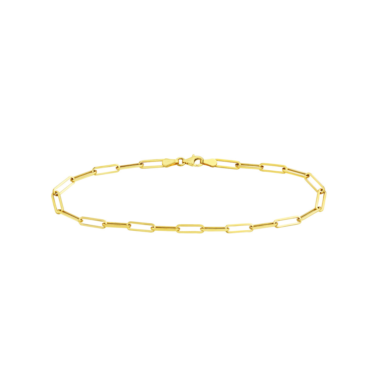 8-Inch 3.80mm Hollow Paperclip Bracelet with Pear Lock