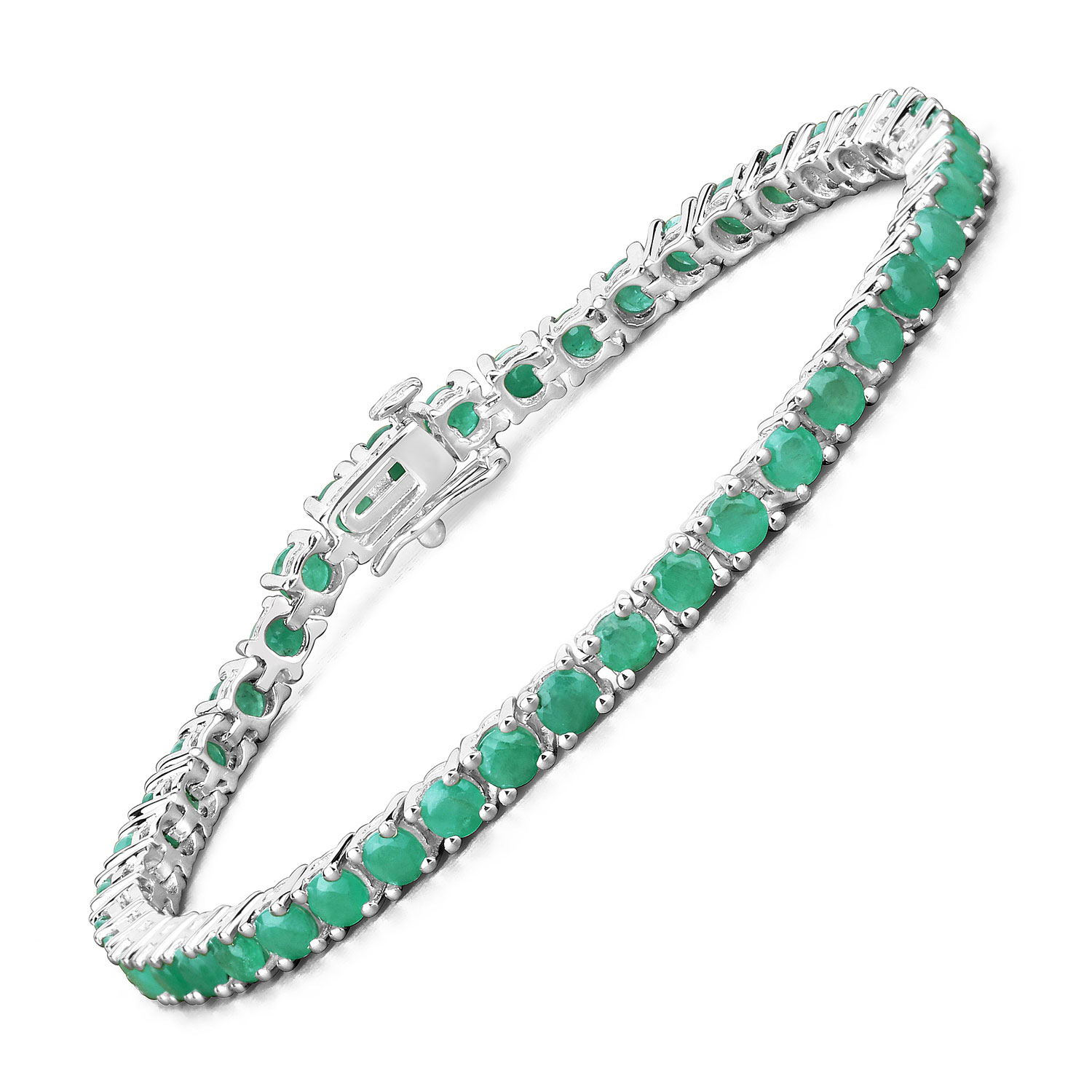 7.48 Carat Genuine Emerald .925 Sterling Silver Bracelet Regular Quality
