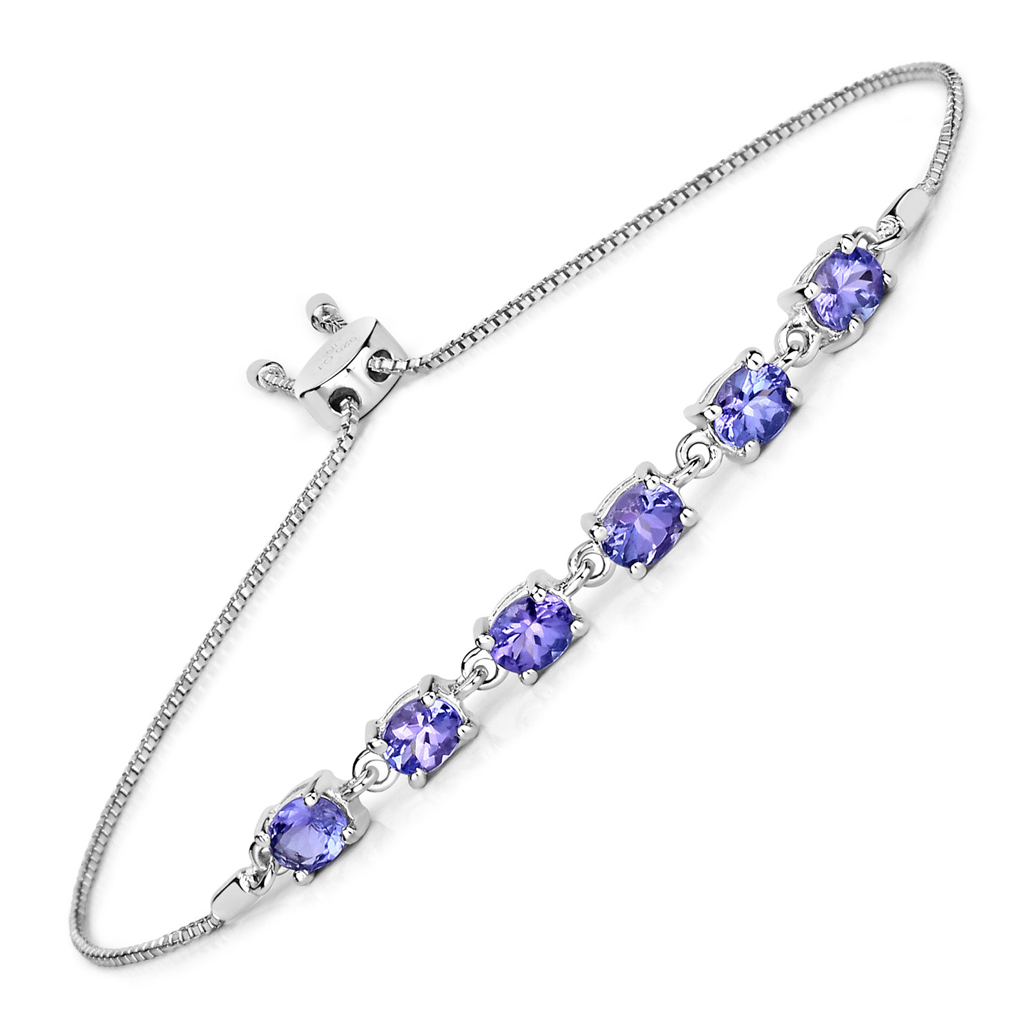 1.98 Carat Genuine Tanzanite .925 Sterling Silver Bracelet Regular Quality